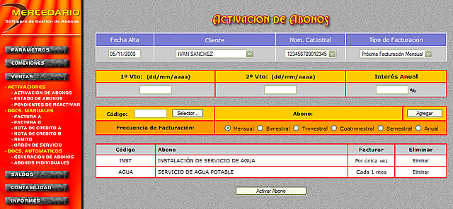 Software de Facturacin de Abonos Automticos y Servicios Via Web.